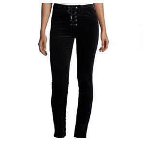 Rag & Bone Lace Up Velvet Jeans Black